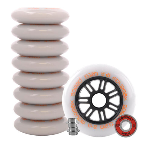 Movemax Wheel and Bearing Kit Speed 100mm + CW Abec7 bearings (8 Pack)