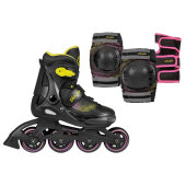 Playlife Kinderskates Joker Yellow Glow Combo - inkl. Schützerset 37-40