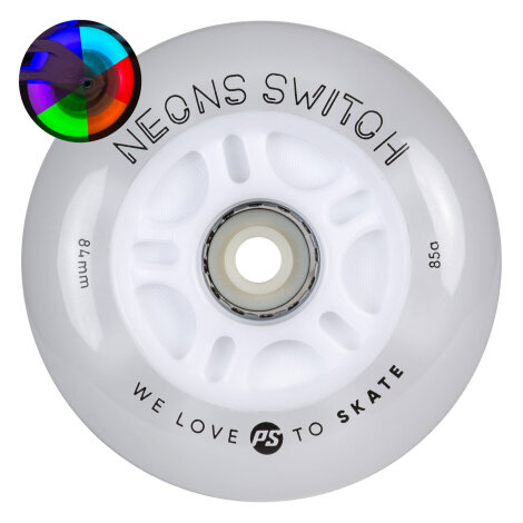 Powerslide Leuchtrollen Neons Switch LED 84mm (4er-Pack)